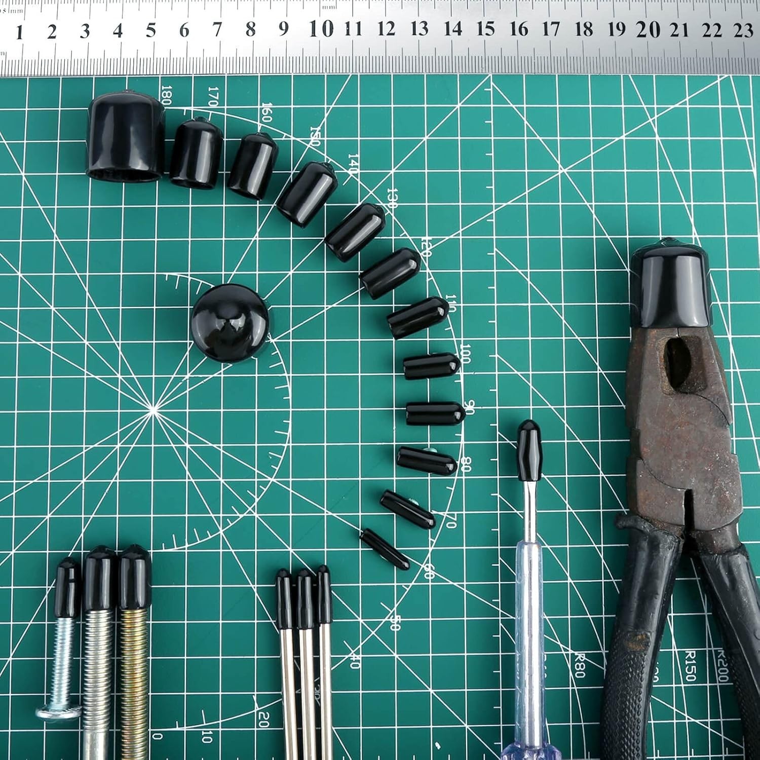 158 PCS round Rubber End Caps for Vinyl Tube and Screw Bolt Protection