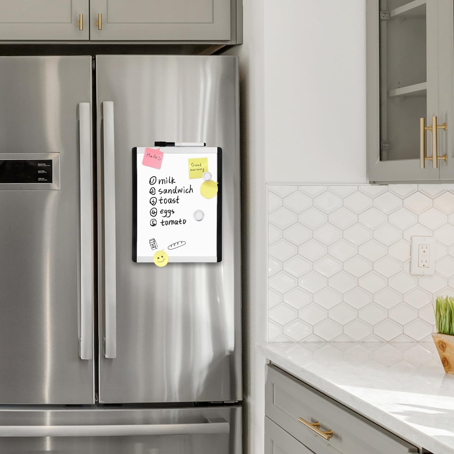 Amazon Basics Small Dry Erase Whiteboard, Magnetic, with 11″W x 8.5″H, White