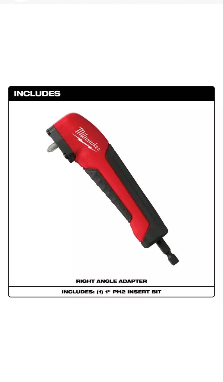 New Milwaukee SHOCKWAVE Impact Right Angle Adapter w/ Optimized Shockzone
