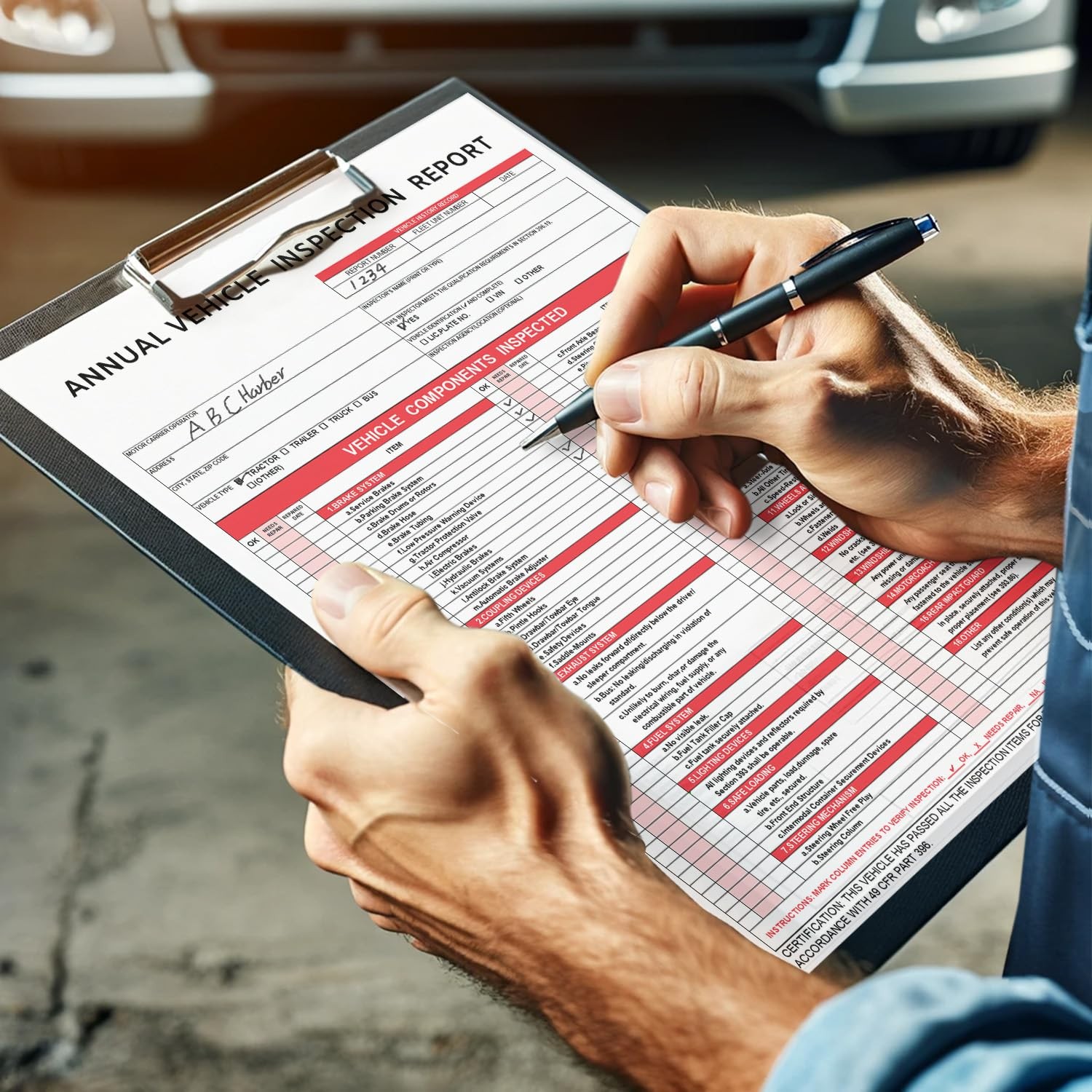 Annual Vehicle Inspection Report Form 30pk 3Ply Carbonless,Adhesive Vinyl Lab…