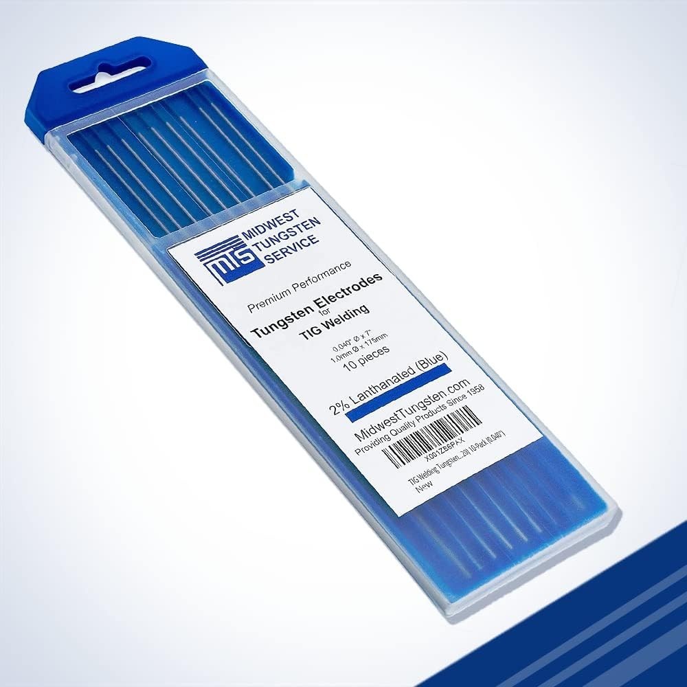 TIG Welding Tungsten Electrodes 10-Pack Blue – 2% Lanthanated Tungsten WL20/E…