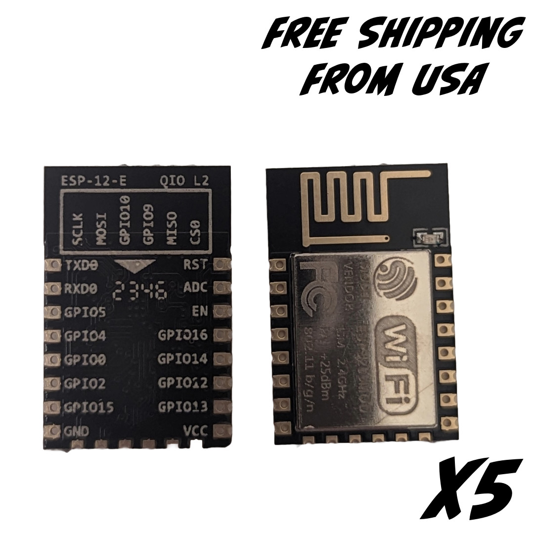 5X ESP8266 ESP-12F WIFI Module 802.11N Arduino NodeMCU MicroPython (5-Pack)