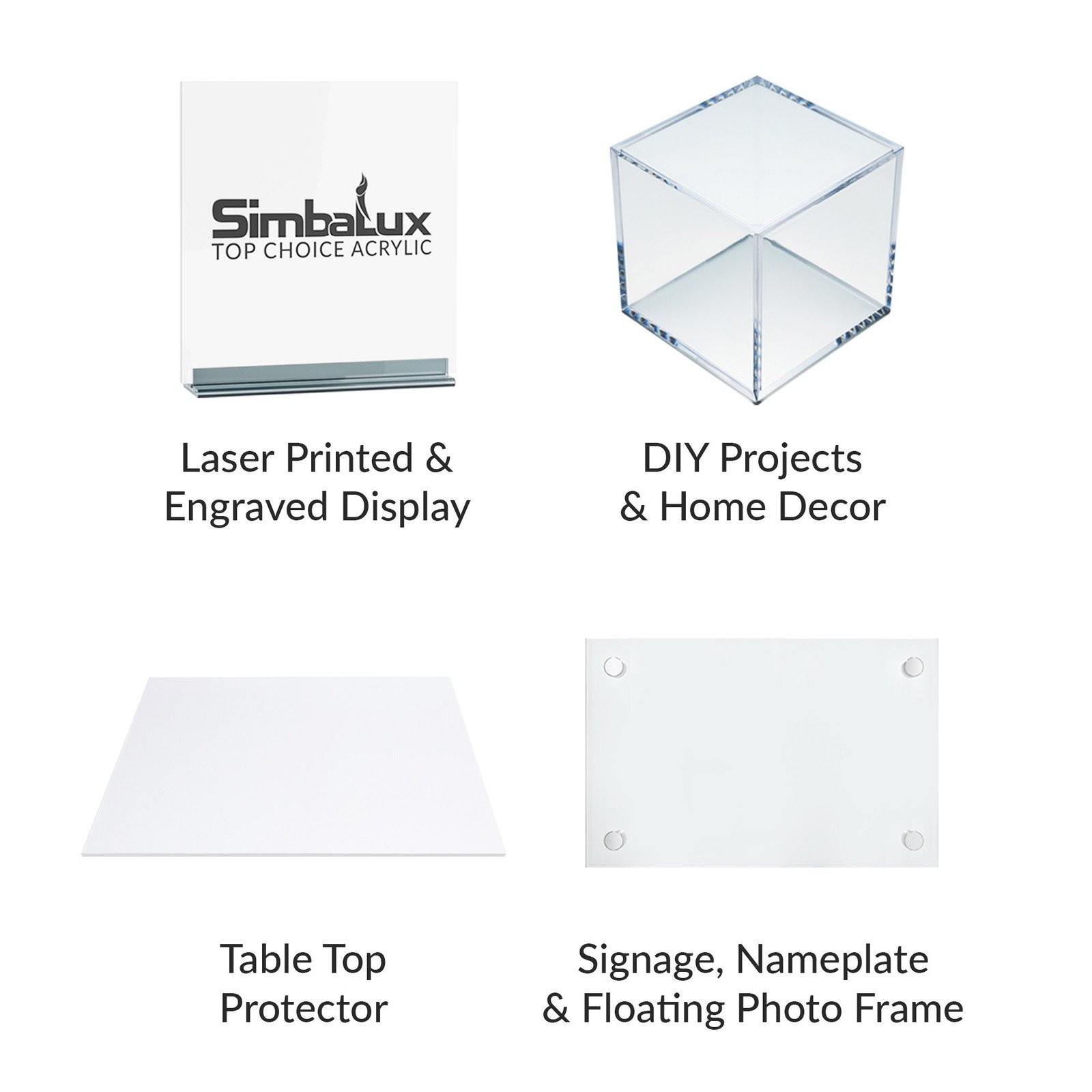 [1-Pack] SimbaLux® Acrylic Sheet Clear 12”x12” 1/2″ Thick (13mm) Plexiglass