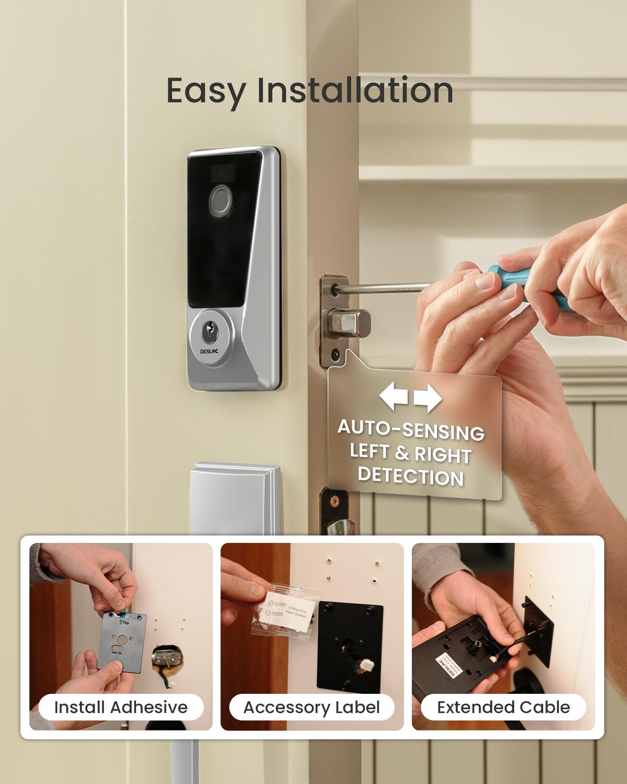 DESLOC WiFi Smart Lock D110 Plus, Fingerprint Keyless Entry, Built-in Wi-Fi, No