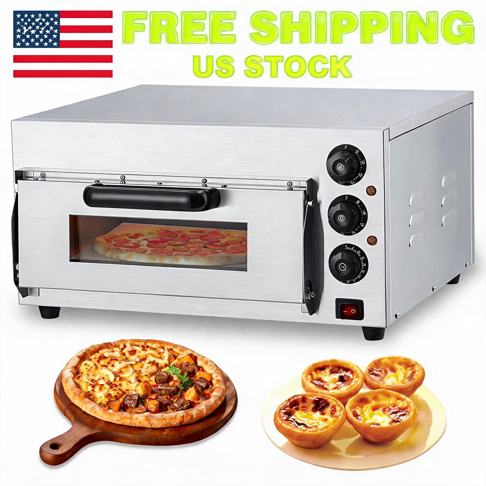 Electric Pizza Countertop, 16 in Commercial Pizza Oven with Adjustable Oven