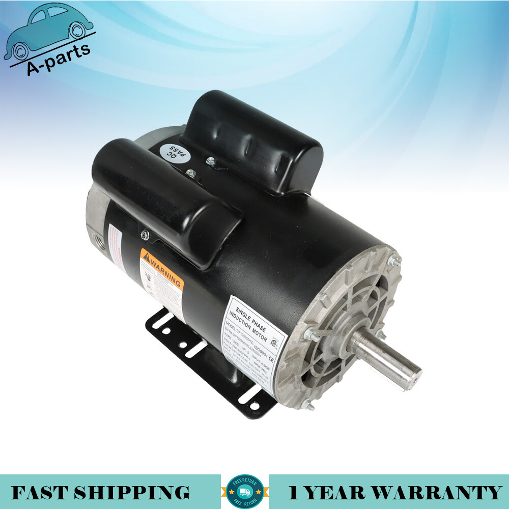 230V Compressor Duty Electric Motor 1Phase 3450RPM 56HZ Frame 7/8″ Shaft 5HP USA