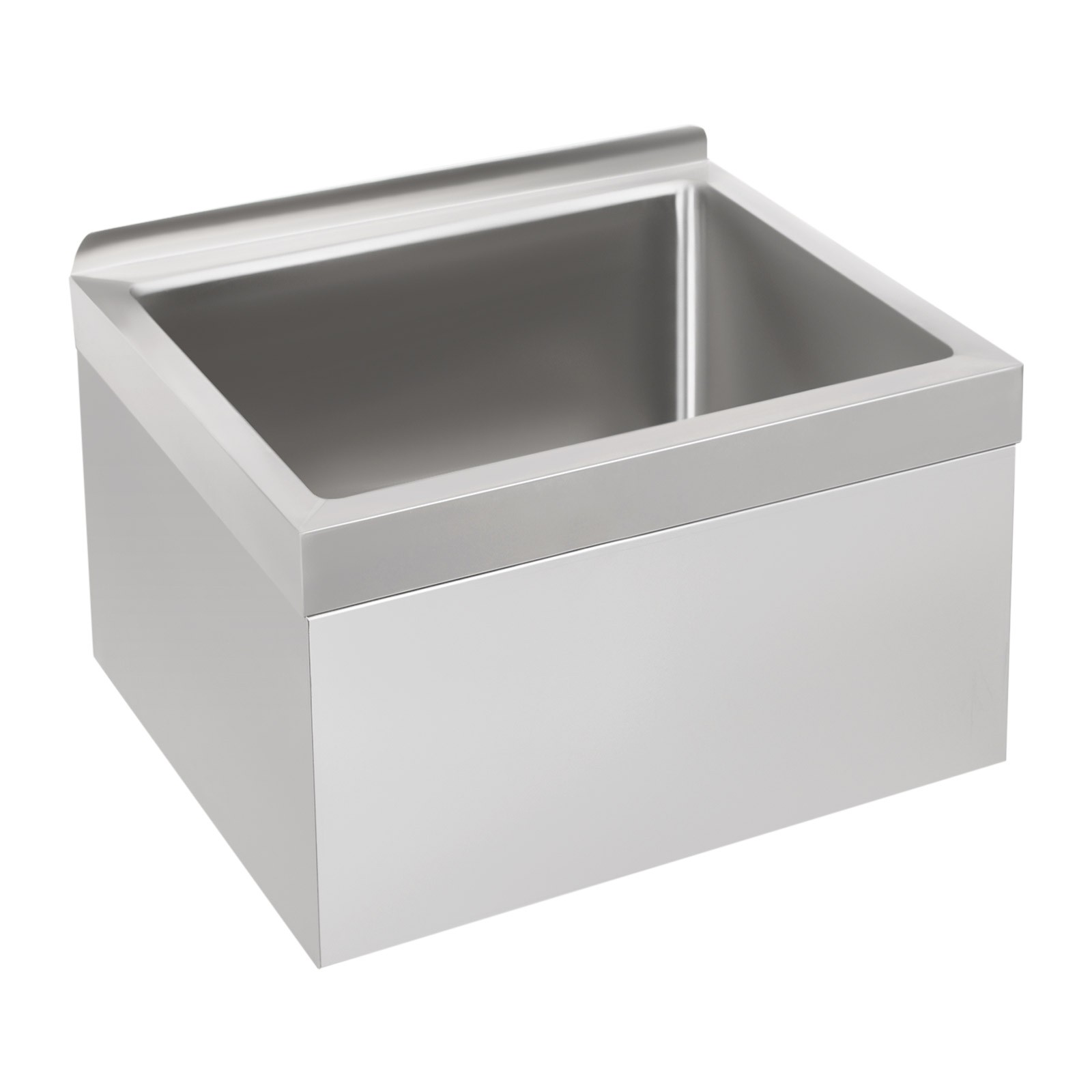 Stainless Steel Commercial Mop Sink 24*24*13in w/ Drain Hose Silver Square