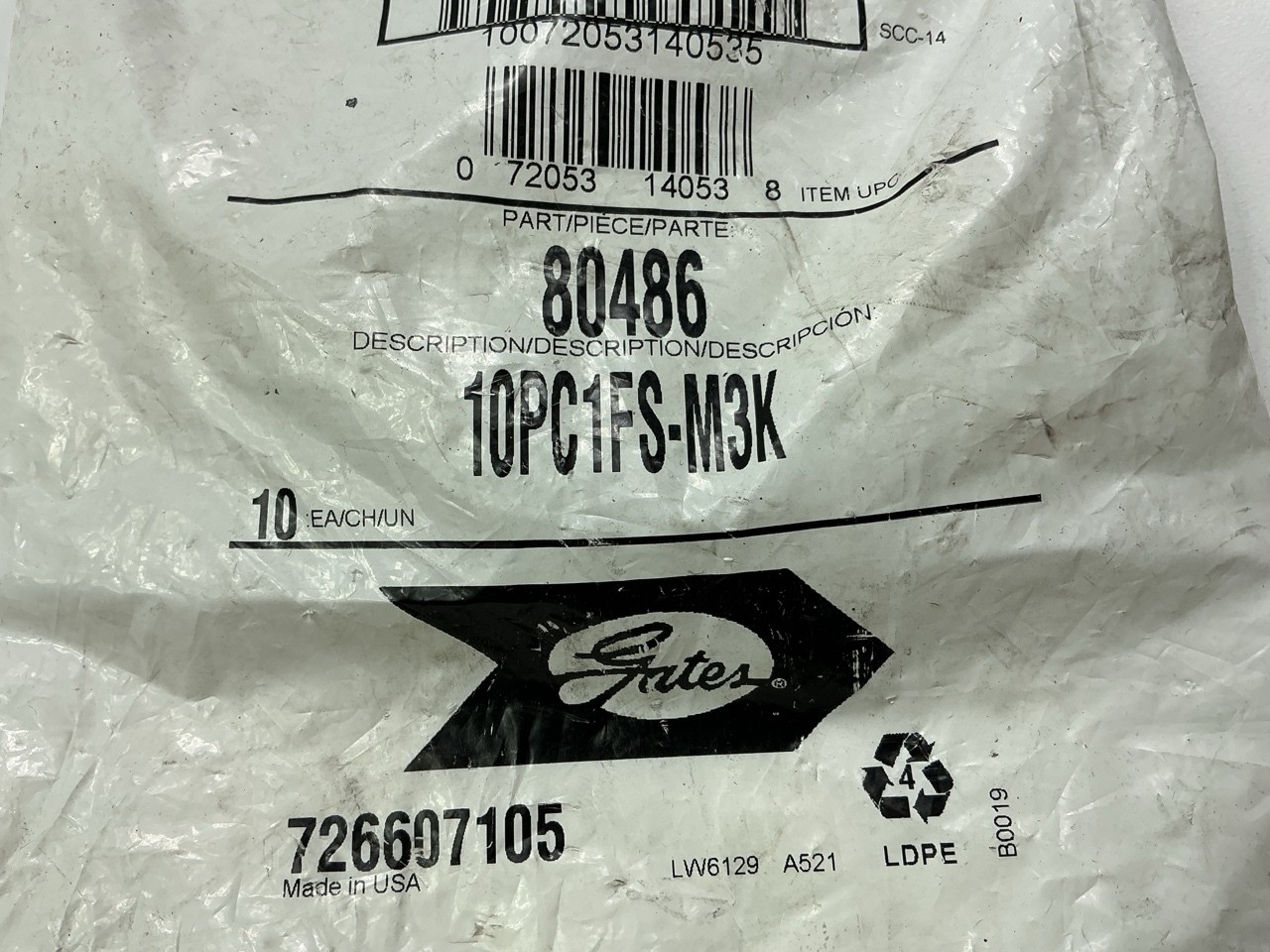 (10) Gates 80486 Power Crimp Hose Coupling 1.49″ L X 1.21″ OD – 10PC1FS-M3K