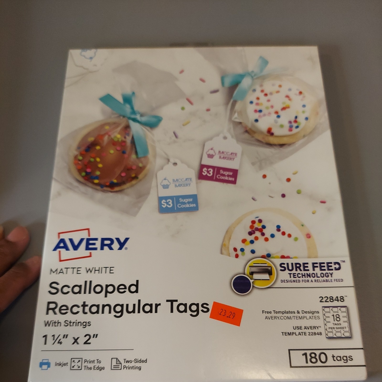 Printable Tags, Scalloped, w/Strings, 2″x1-1/4″, 180/PK, WE