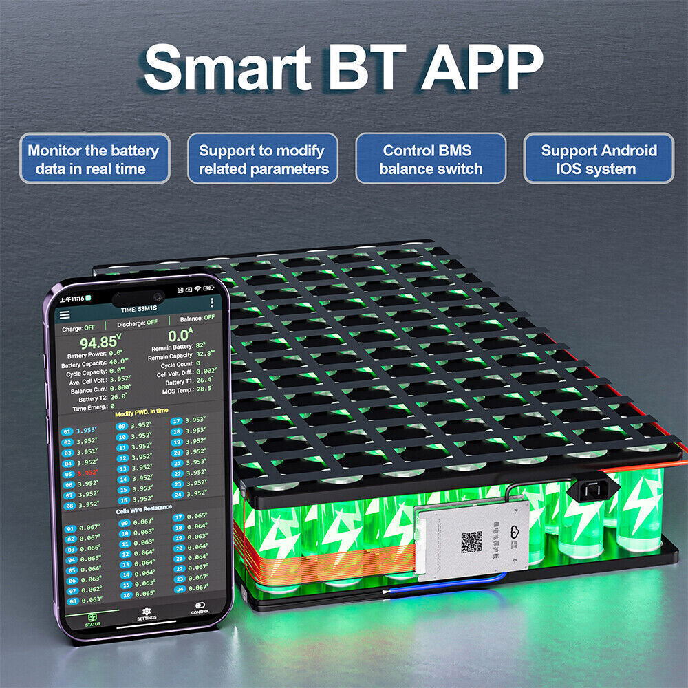 JIKONG Smart BMS 7~24S 0.6A Balance 80A Charge 4 LFP LTO Li-Ion Battery BT RS485