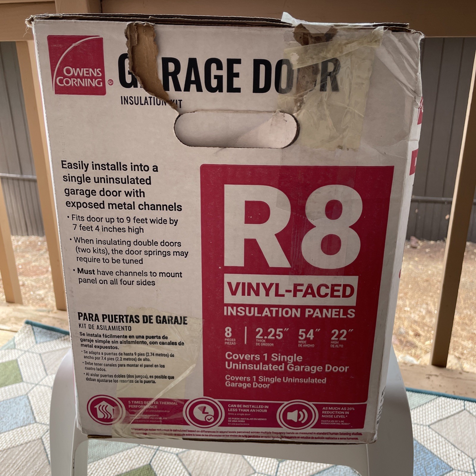 Owens Corning Garage Door Fiberglass Insulation Kit 22″ x 54″ Pre-Cut (8-Panels)
