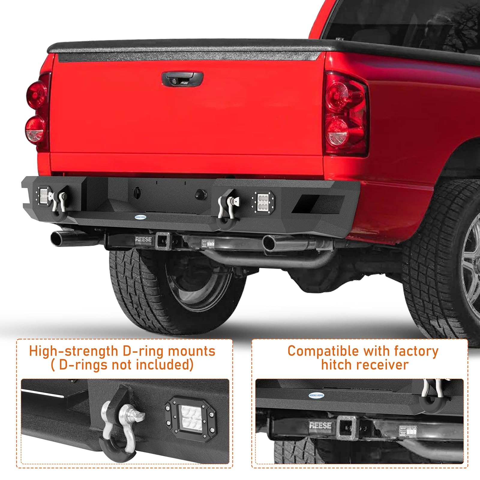 Rear Bumper for Ram 1500 2002-2008 Step Back D-Rings License Mount