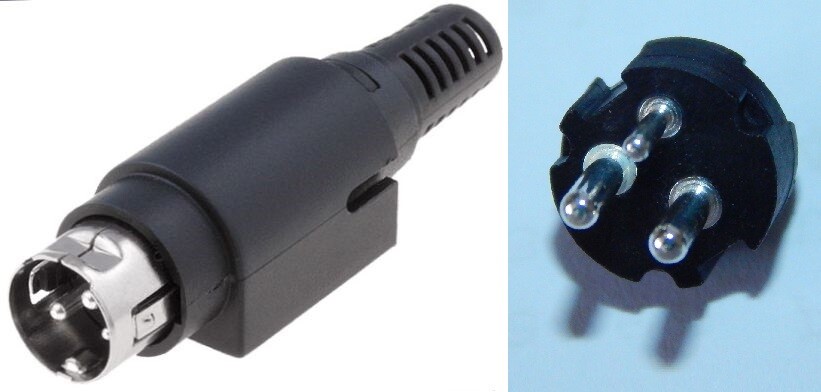 3 polig Mini Power DIN Stecker Lötversion mit Verriegelung Einbaubuchse Hosiden