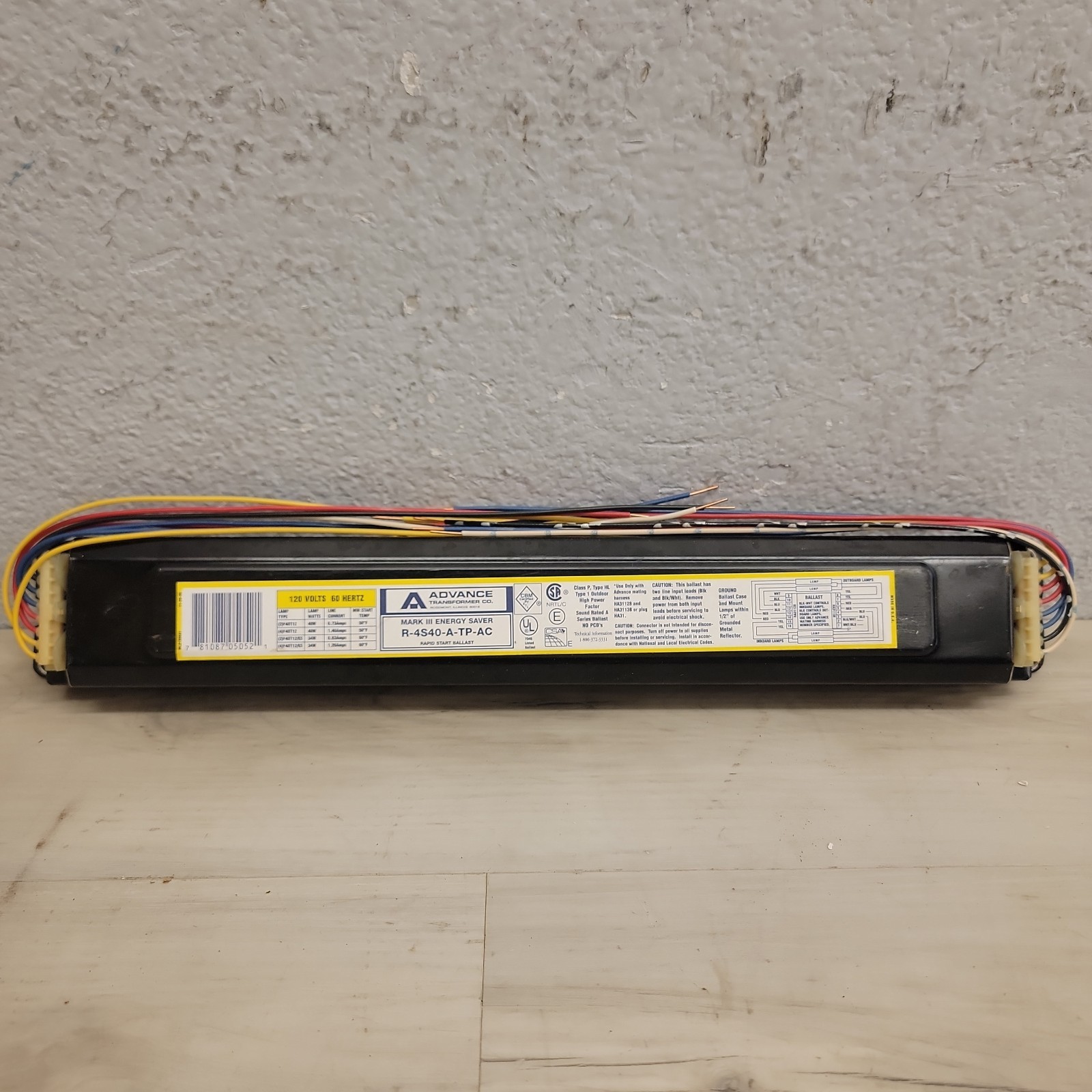 Advance R-4S40-A-TP-AC R4S40ATPAC Type HL Class P Rapid Start Ballast 120V 60HZ