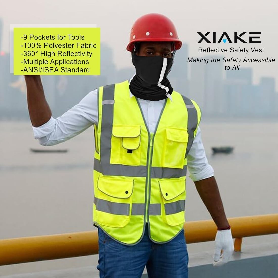 9 Pocket High Visibility Reflective Safety Vest – ANSI Class 2 for Men & Women
