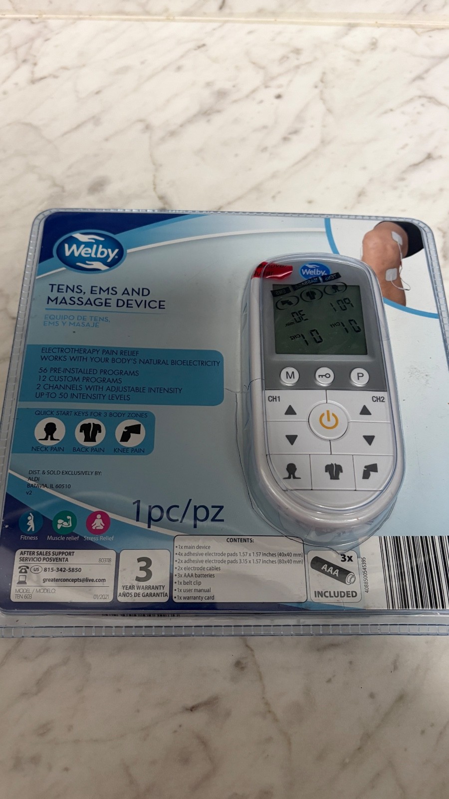 EMS Welby TENS EMS Massage Device Pain Relief Muscle Stimulator NEW