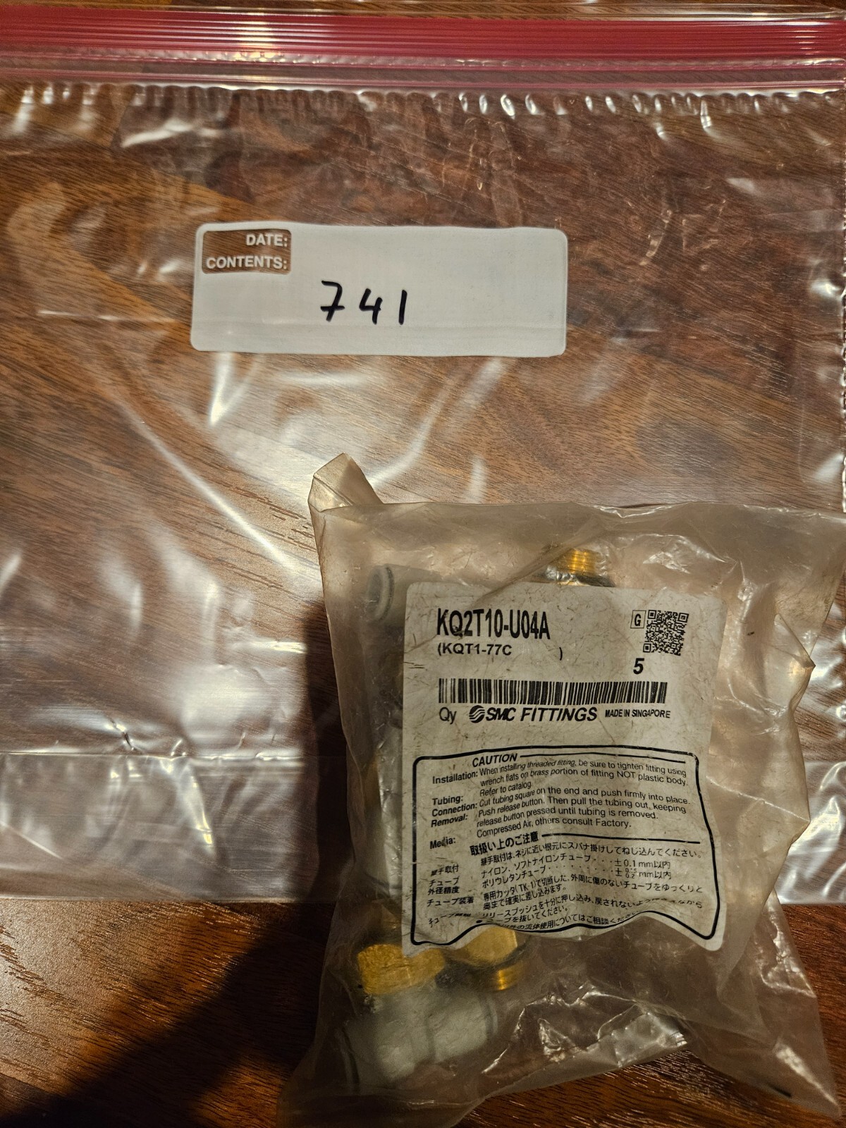 1 bag of 5 pcs SMC NEW KQ2T10-U04A