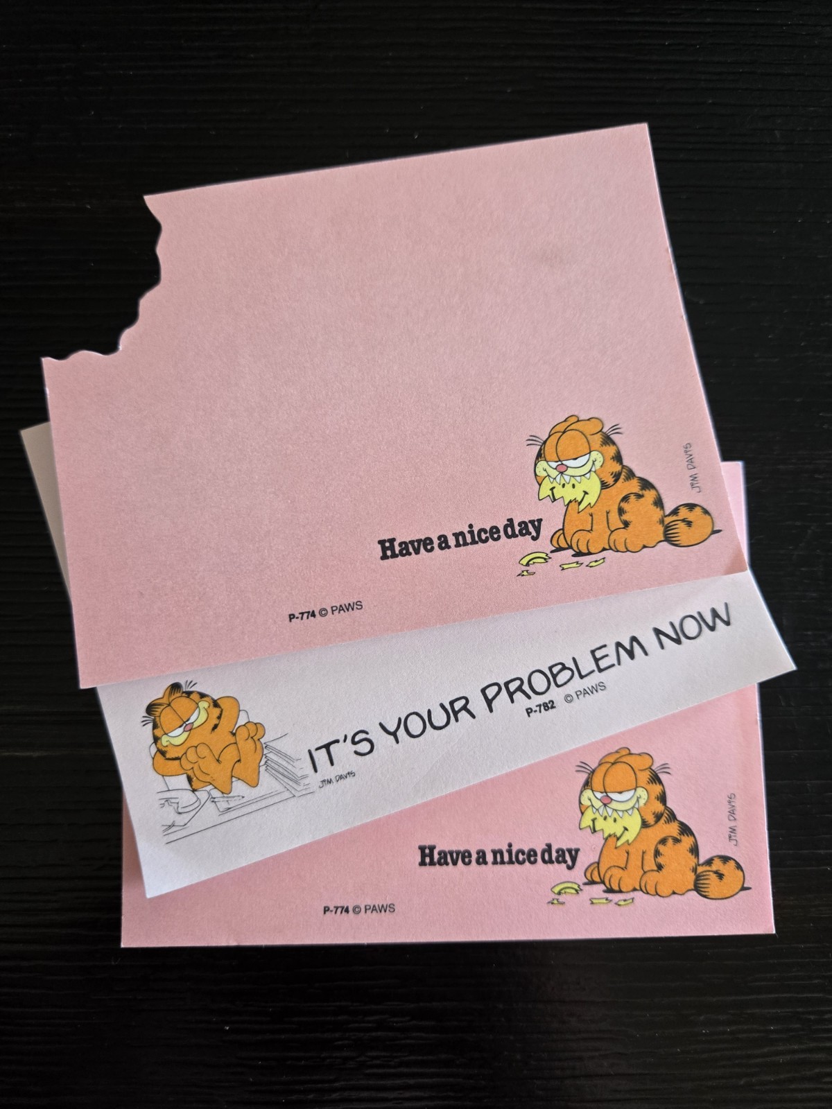 Vintage Garfield PAWS Mini Note Cards Have A Nice Day It’s Your Problem Now 3Pcs