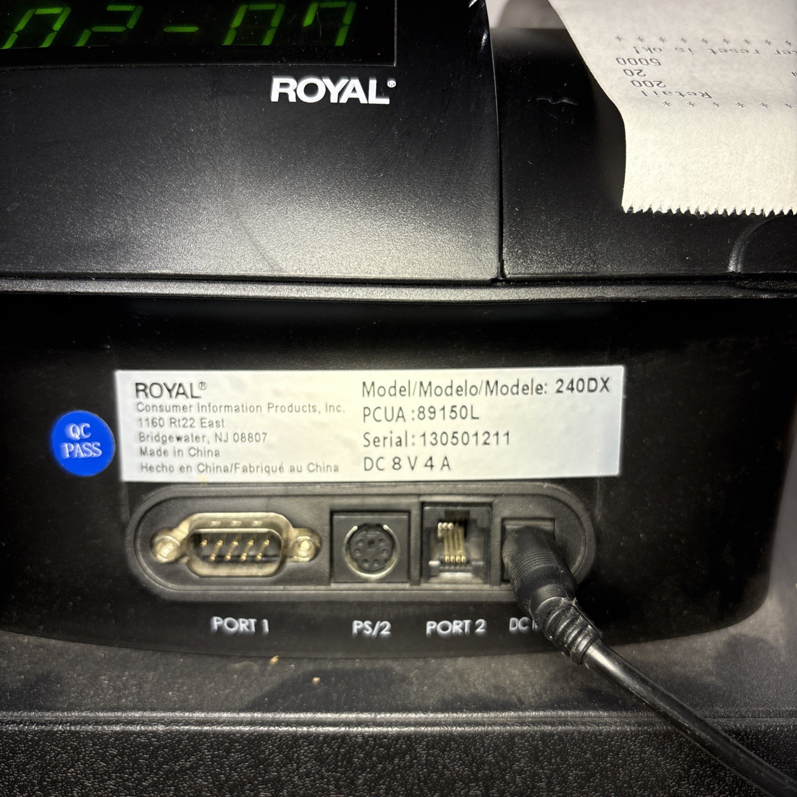 Royal 240DX Electronic Cash Register Thermal Printer 5000 PLU Black 240 DX