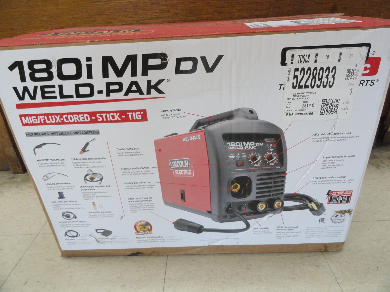 Lincoln Electric 180i MP DV Weld Pak Multiprocess Welder K5257-1 SEALED BOX