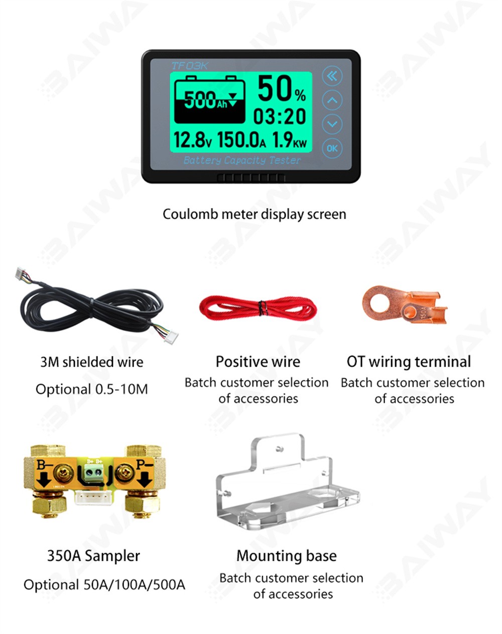 120V 500A Battery Monitor High and Low Voltage Programmable Alarm Voltage Tester