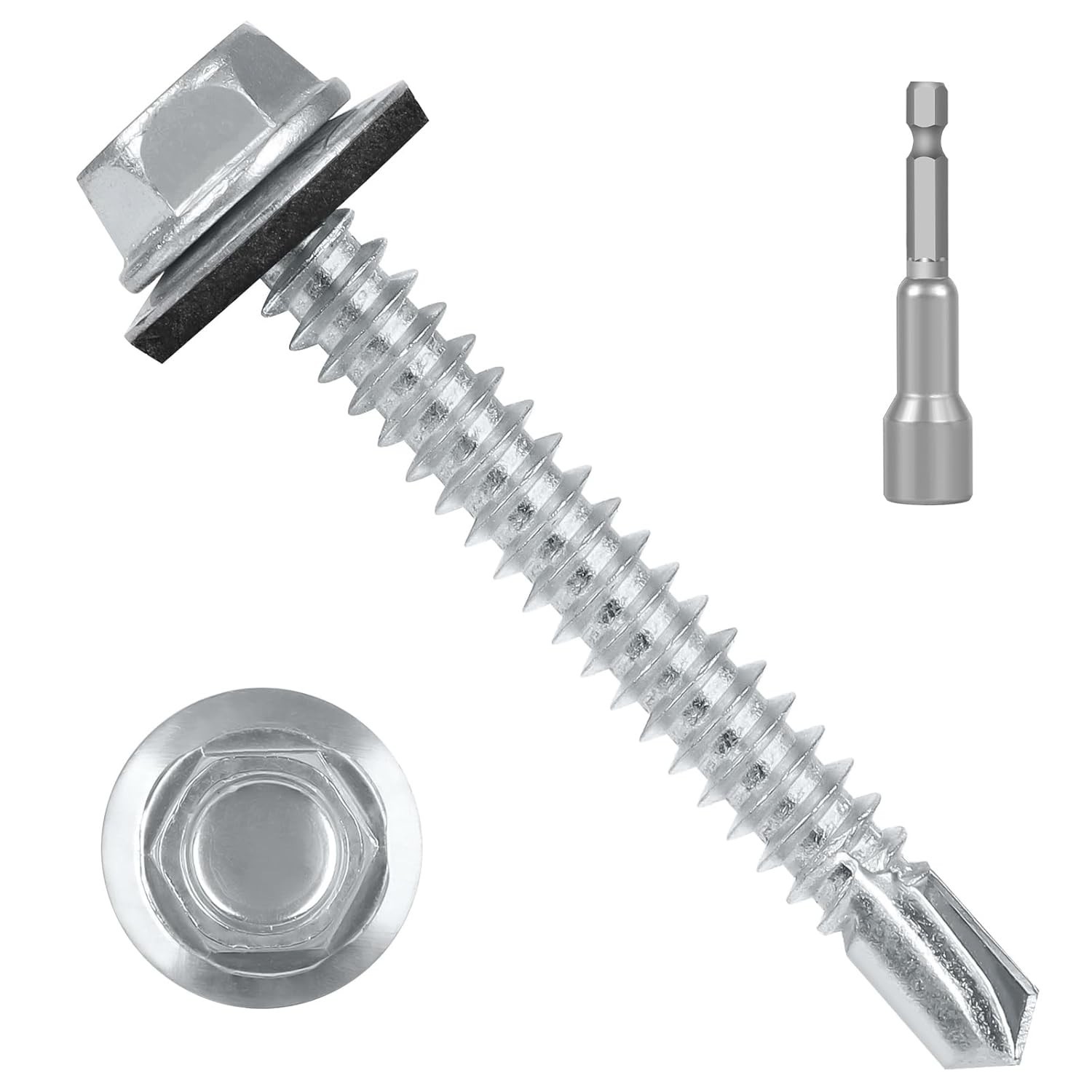 50 PCS #12 X 2″ Hex Head Metal Roofing Screws with Rubber Washers – Durable Set