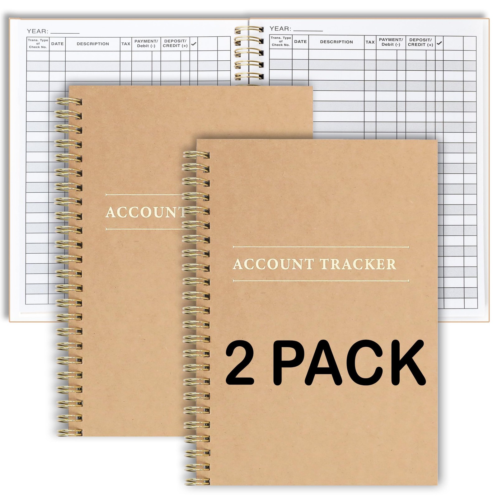 2 Pack Accounting Ledger Books for Home Budget Tracking, Business Bookkeeping –