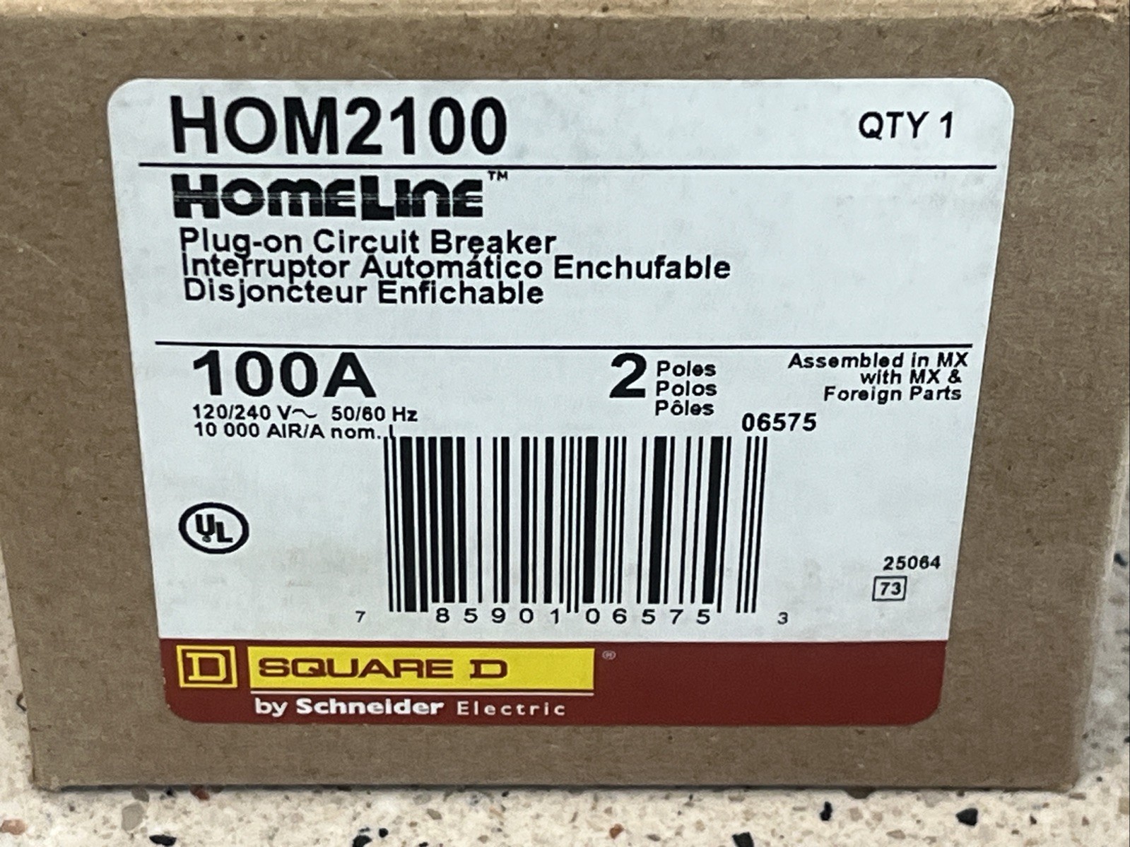 Square D HOM2100 , 100 Amp Circuit Breaker 120/240VAC 2P NEW IN BOX, US SELLER