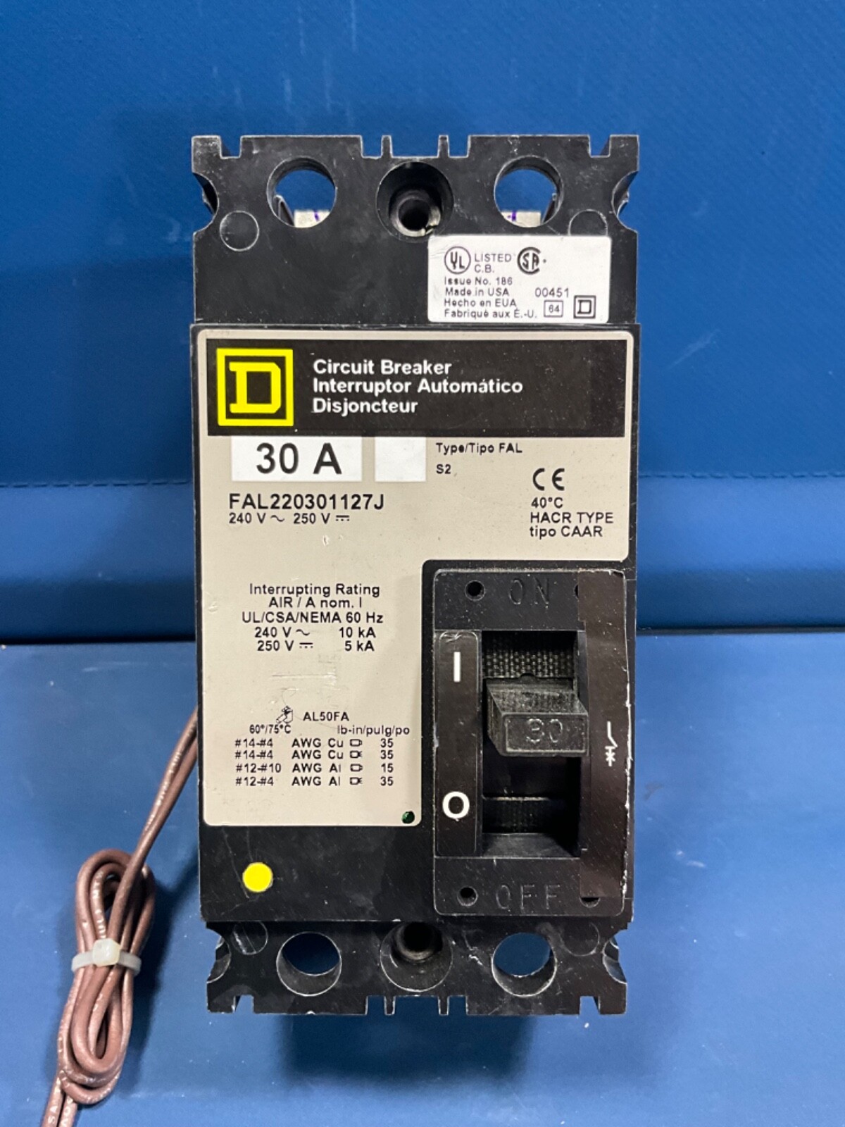 SQUARE D FAL220301127J 2P 30A 240V CIRCUIT BREAKER