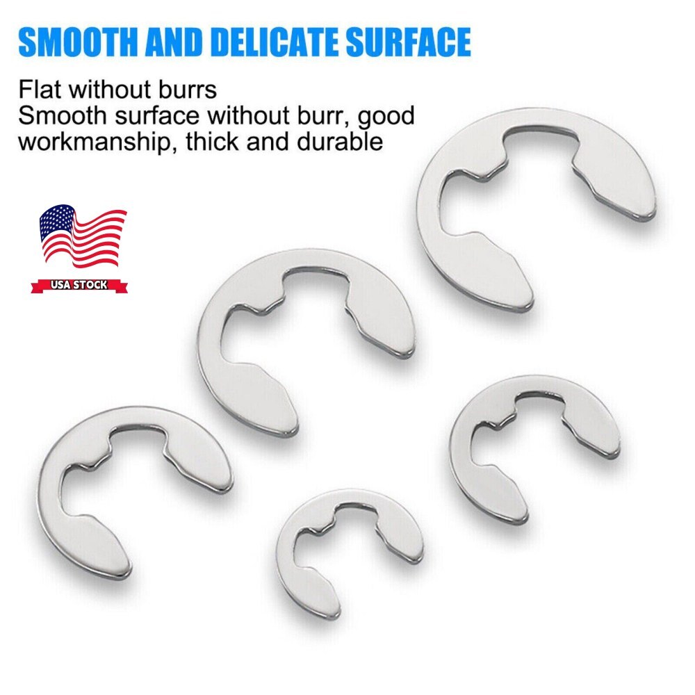120Pcs Stainless E Clips C Circlip Steel Kit Retaining Ring Assorted 1.5 to 10mm