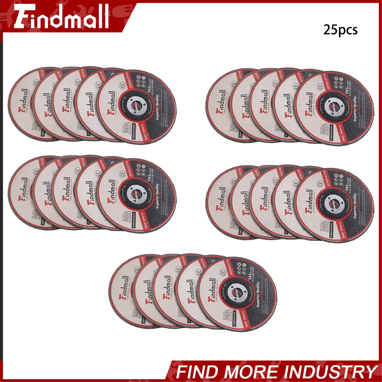 Findmall 25 Pack Cut Off Wheels 3″ x 1/32″ x 3/8″ Cutting Discs for Die Grinder