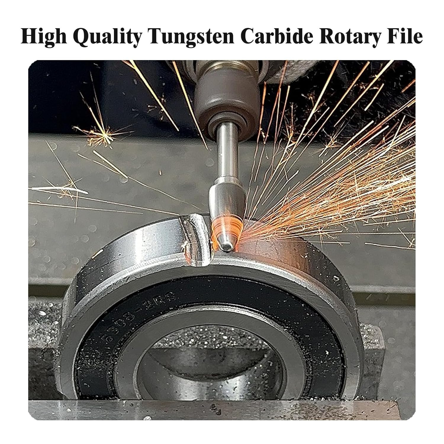Carbide Rotary Burrs Set with 1/4”Shank 10Pcs Double Cut Solid Tungsten Carbide