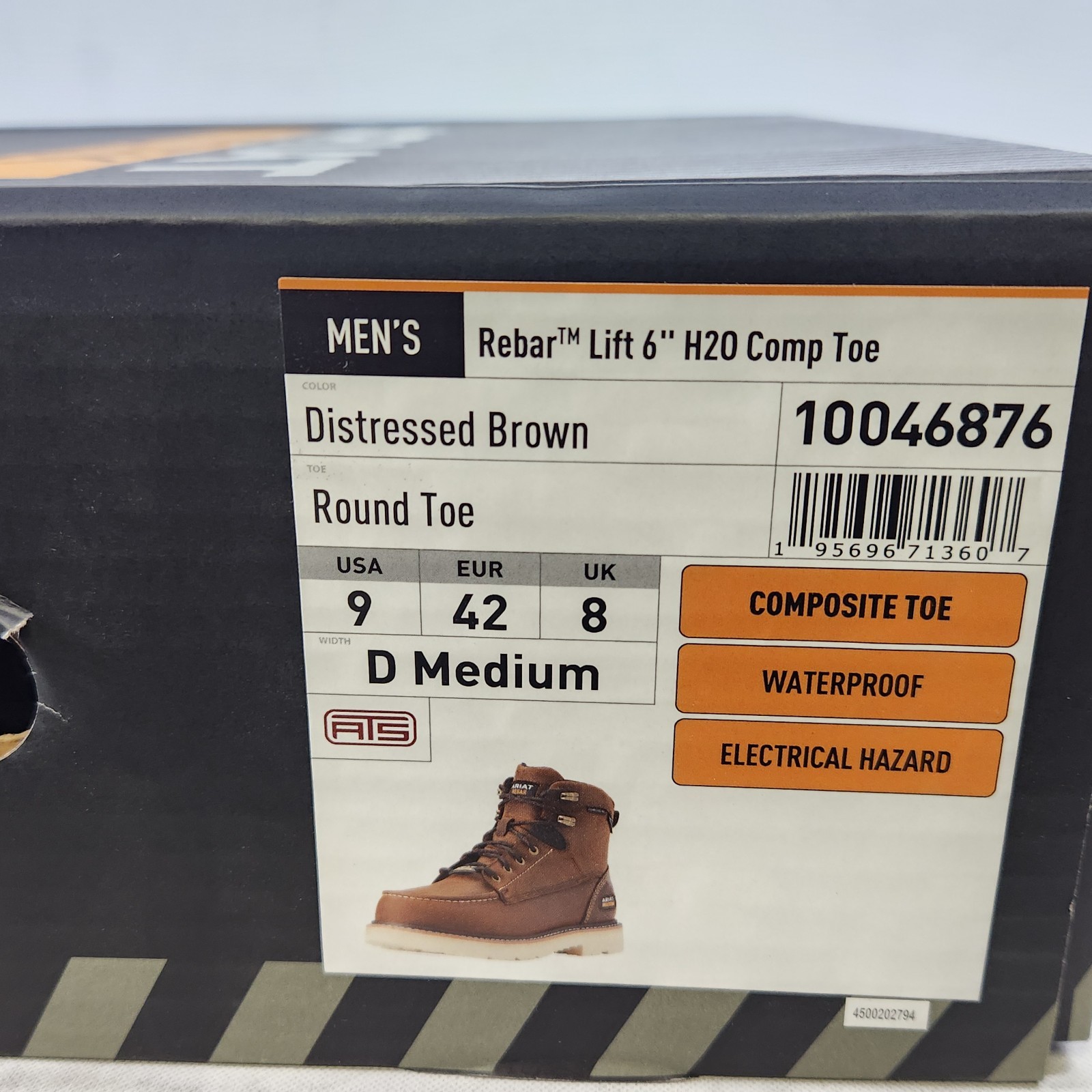 9 MEN – Ariat Rebar Lift 6″ H2O – COMP TOE / WP/ EH – Brown LEATHER- 10046876