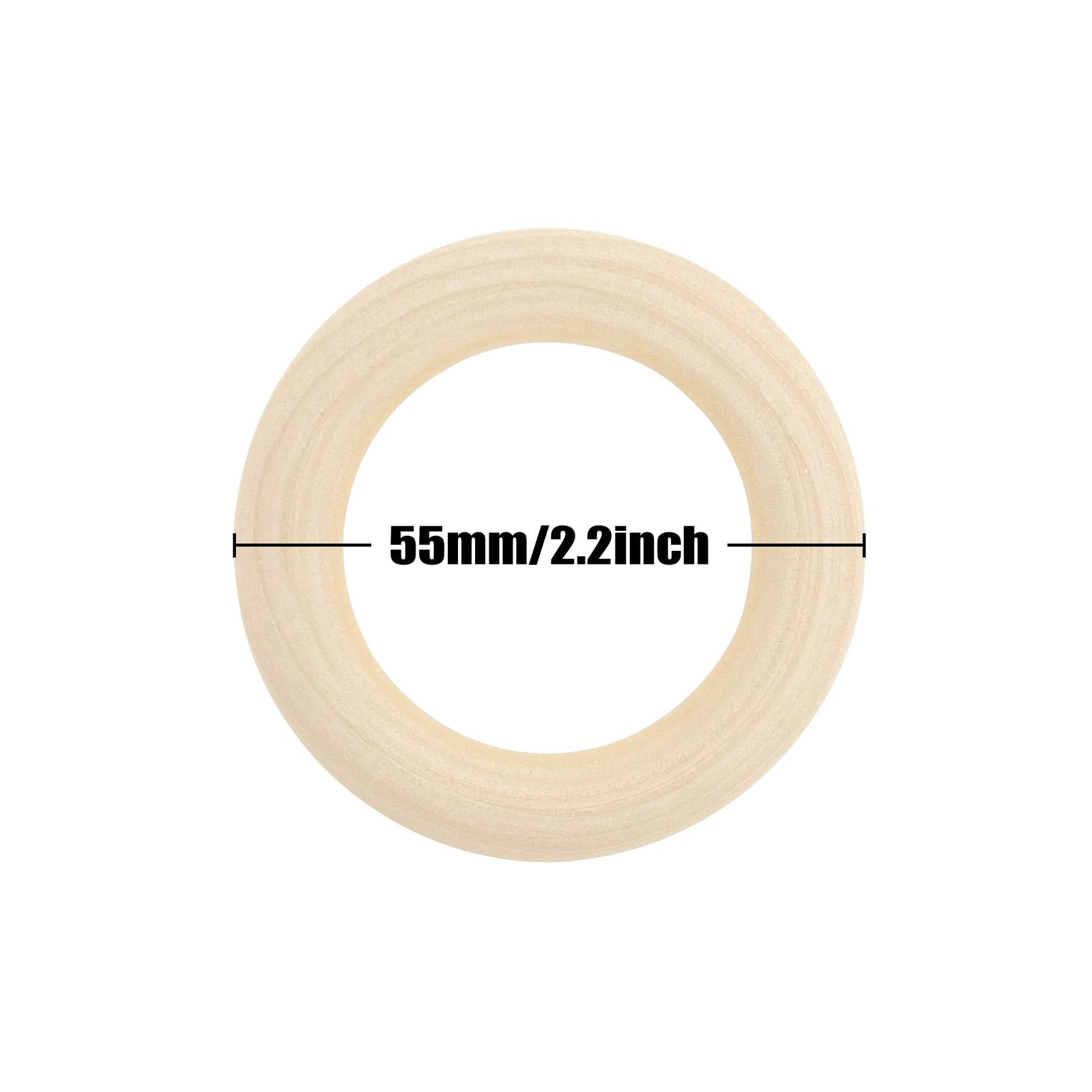 30PCS Natural Wooden Rings for Macrame, Unfinished Wood 55mm/2.2inch