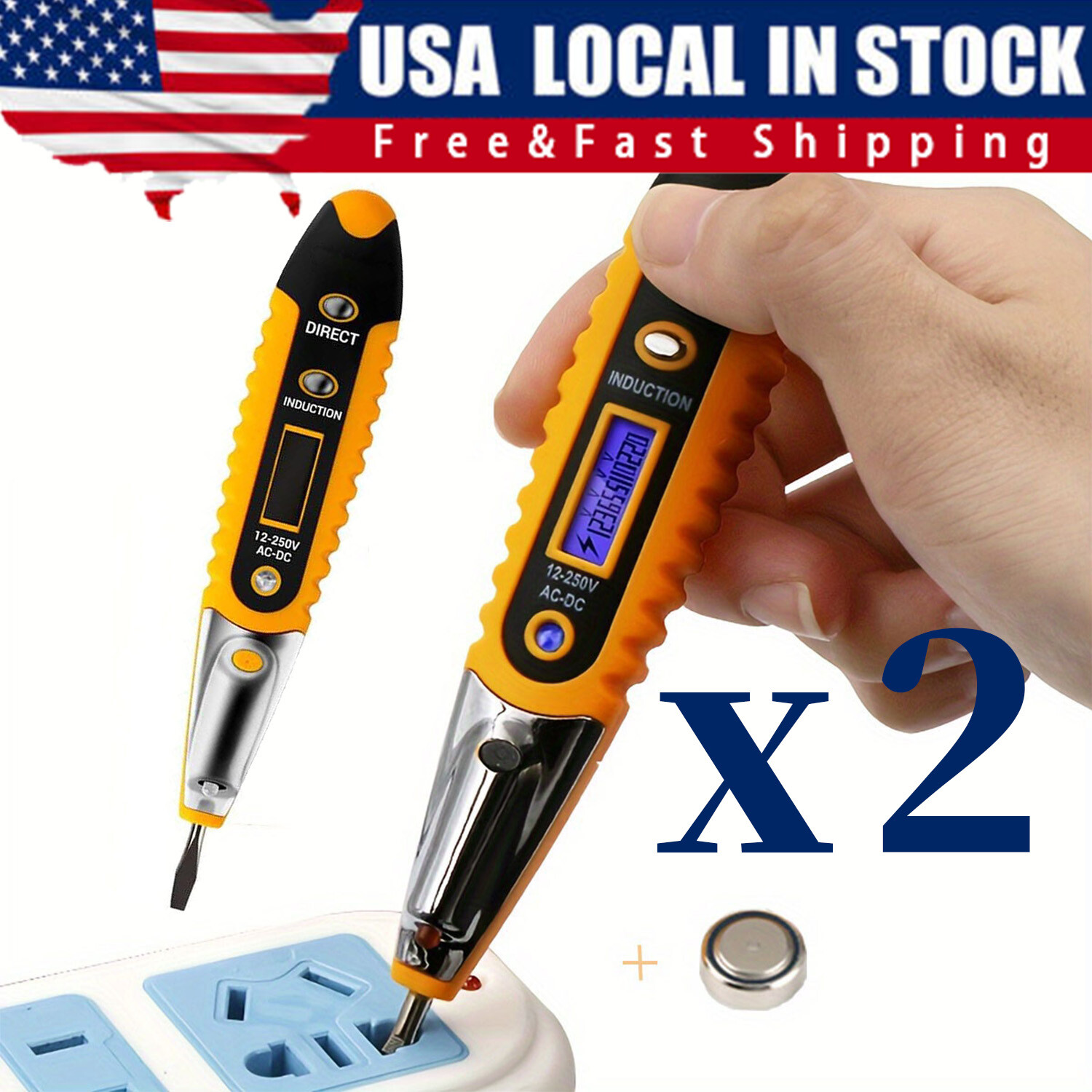 Voltage Electric Tester Volt Detector Test Pen AC DC Non-Contact Sensor 12-1000V