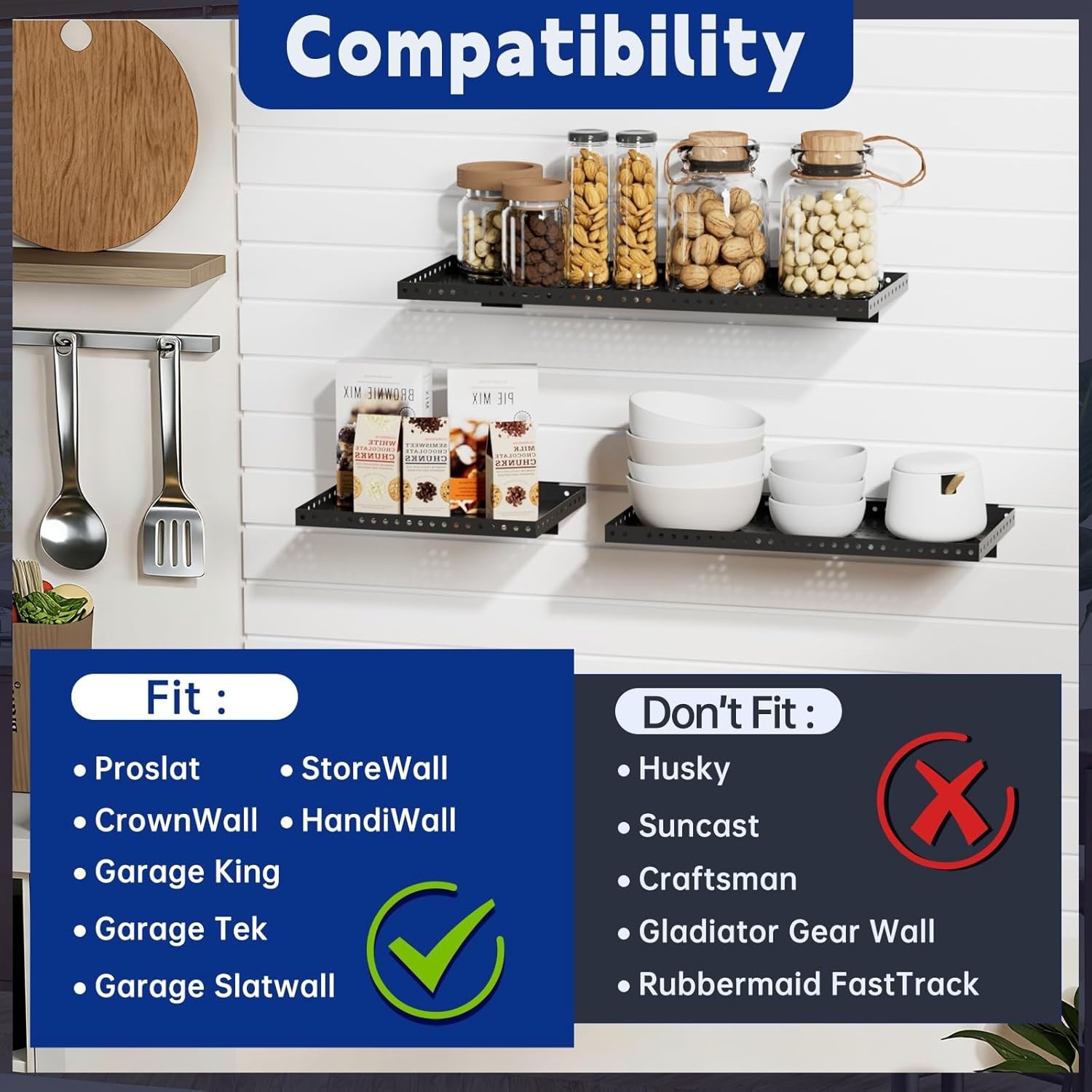 Heavy Duty Slatwall Shelf 24x12Inch, Steel Slatwall Accessories Storage Rack for