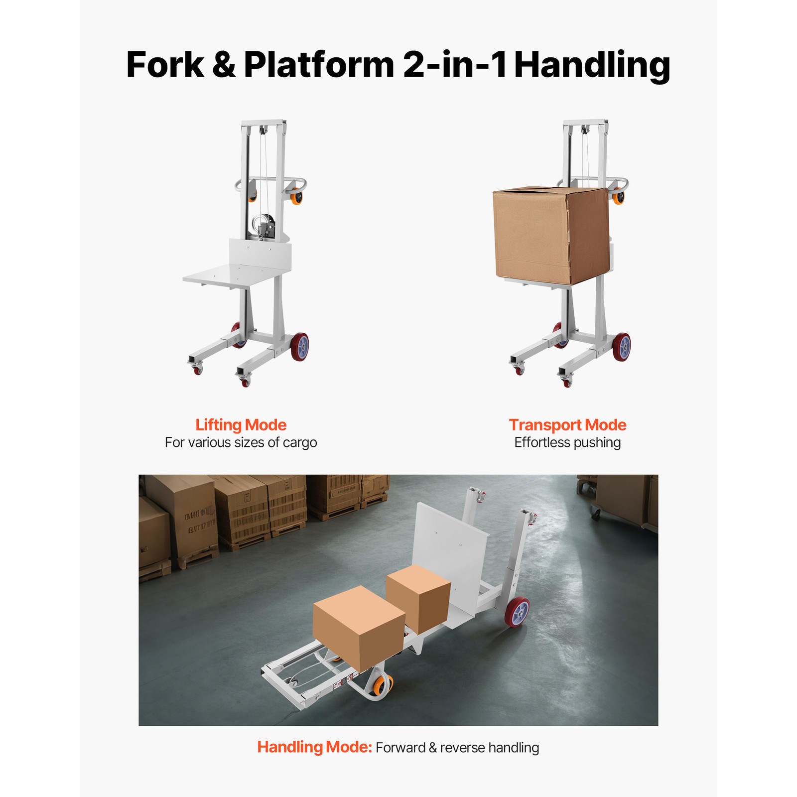 Uimoso Material Lift Winch Stacker 400 lbs Capacity Pallet Truck with51.1in Lift