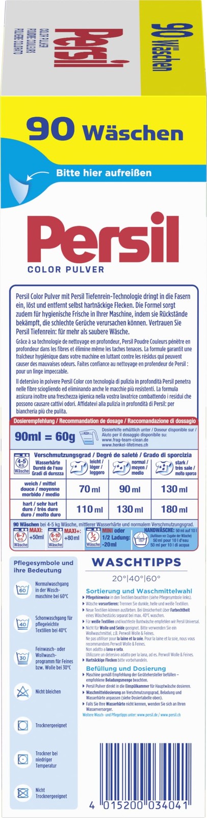 Persil Color Detergent Powder 90 Loads 11.9 Lbs 5.4 Kg – Laundry Detergent For
