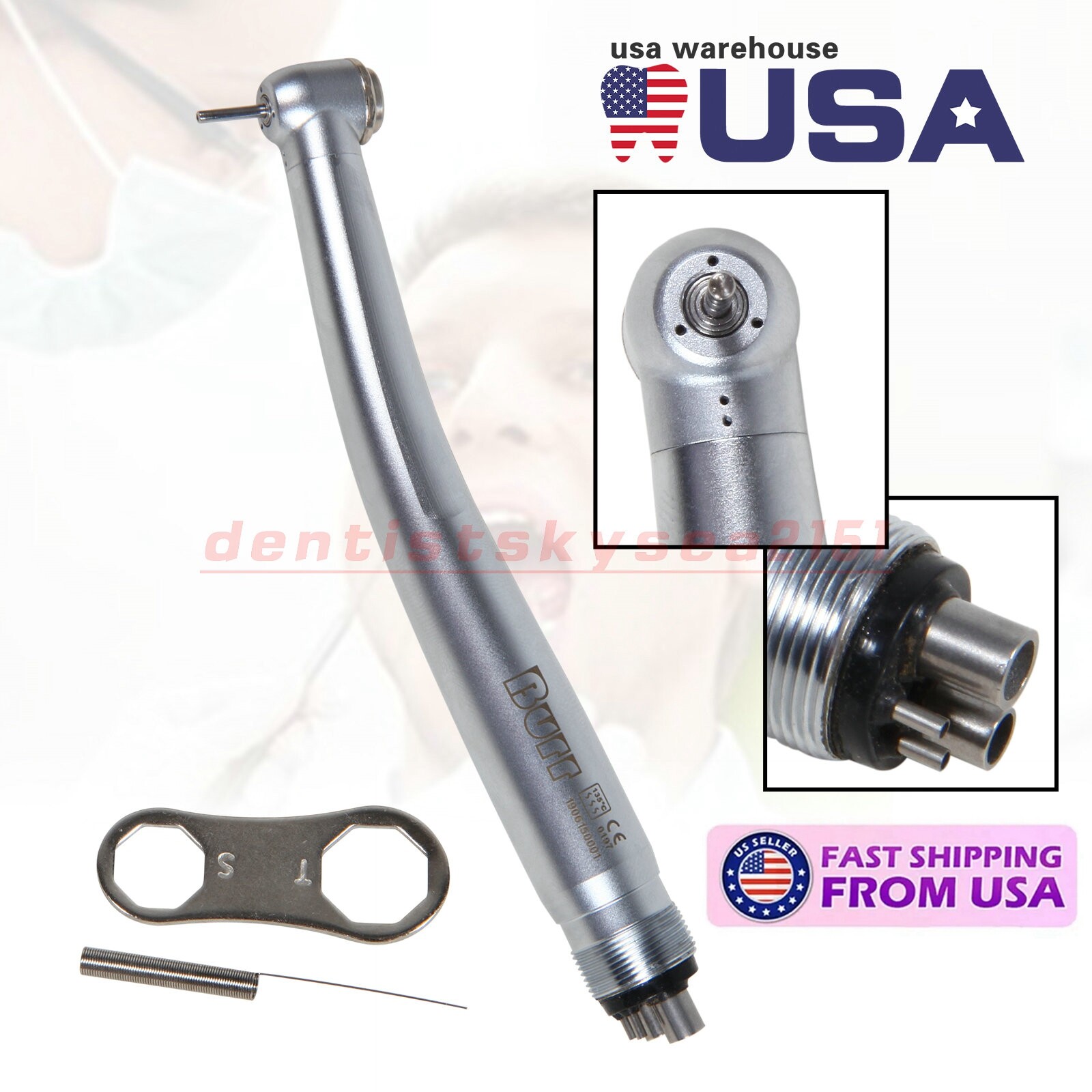 1/5/10Pcs USA Dental (45° Angle) High Speed Handpiece 4Hole Turbine U3BM