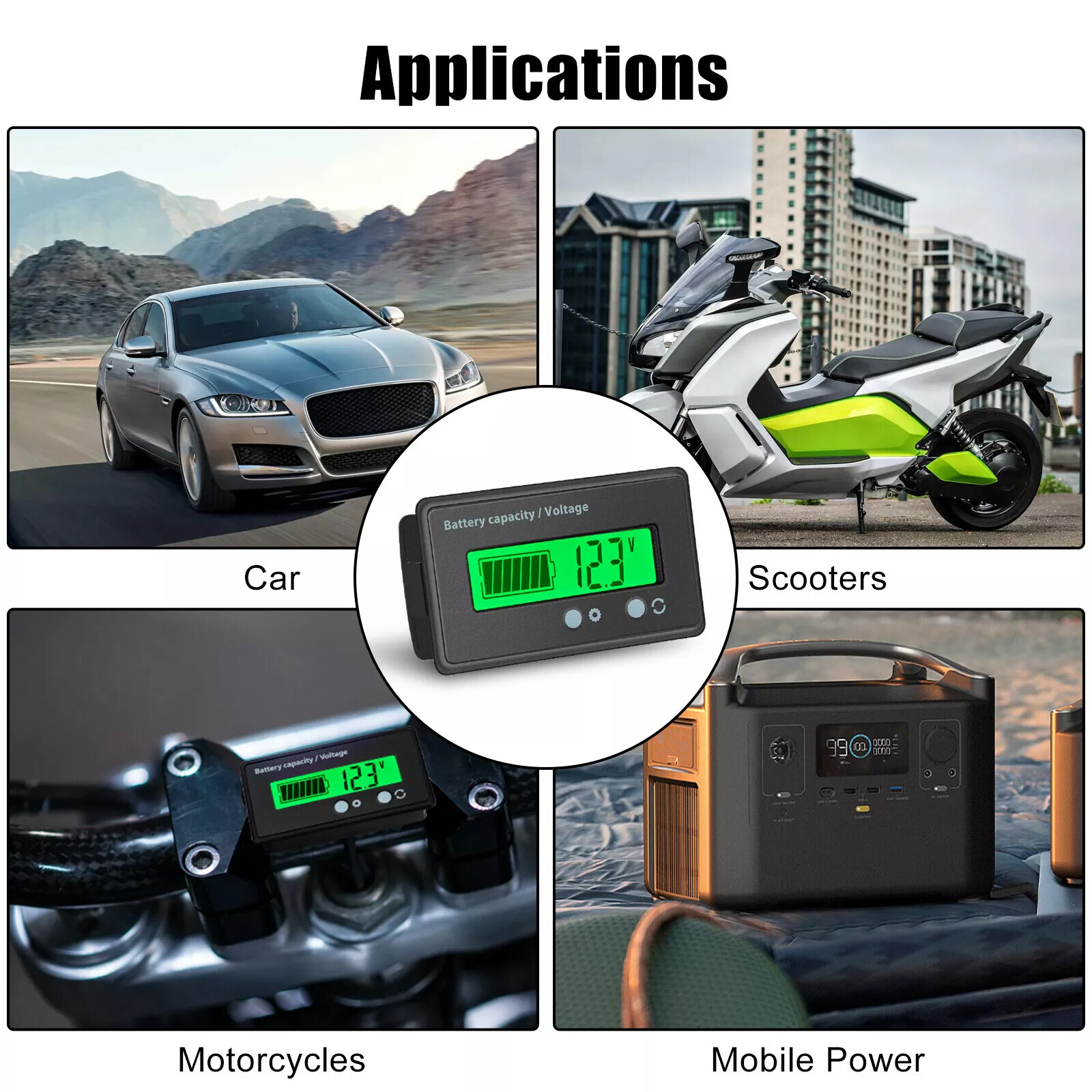 12V/24V/36/48V Battery Status Charge LCD Digital Indicator Monitor Meter Gauge