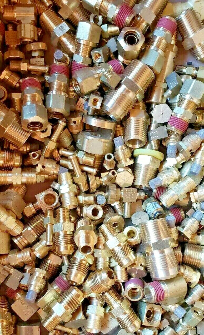 100 BRASS HYDRAULIC AIR , PNEUMATIC, Plumbing FITTINGS LOT OF 1/4 5/16 3/8 1/2