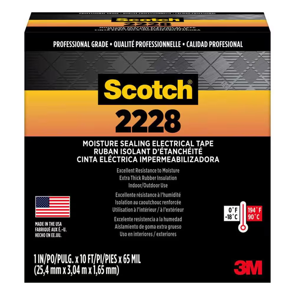 1 In. X 10 Ft. X 0.065 In. 2228 Rubber Mastic Electrical Tape, Black