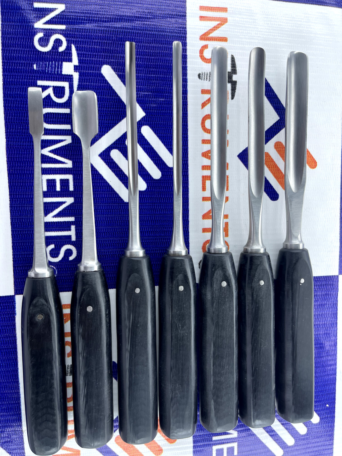 LEXER Gouge Curved and Straight with Teflon Handle 7 Pcs Set)Orthopedic Surgical
