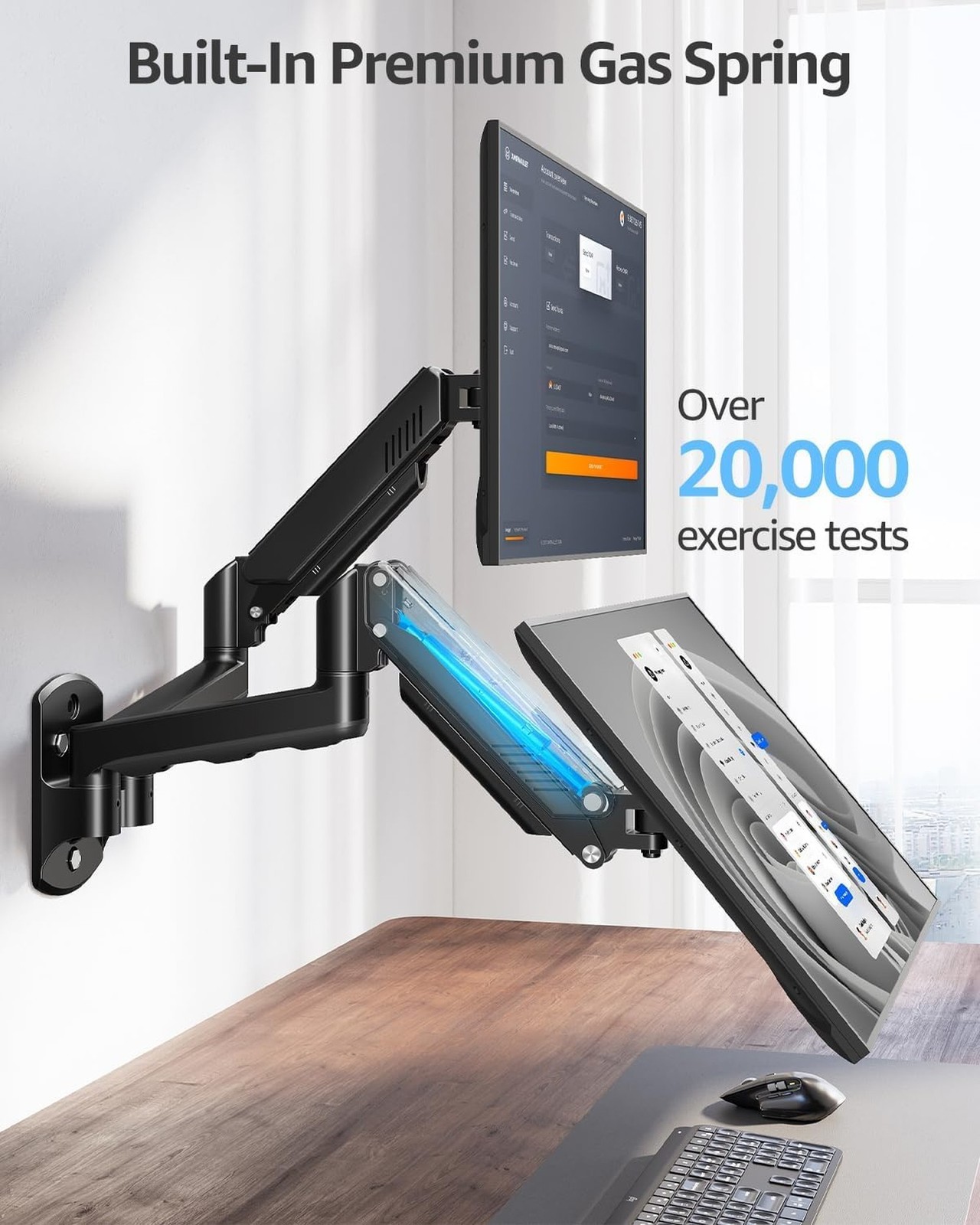 MOUNTUP Dual Monitor Wall Mount for 2 Max 32 Inch Computer Screen, Fully Adju…