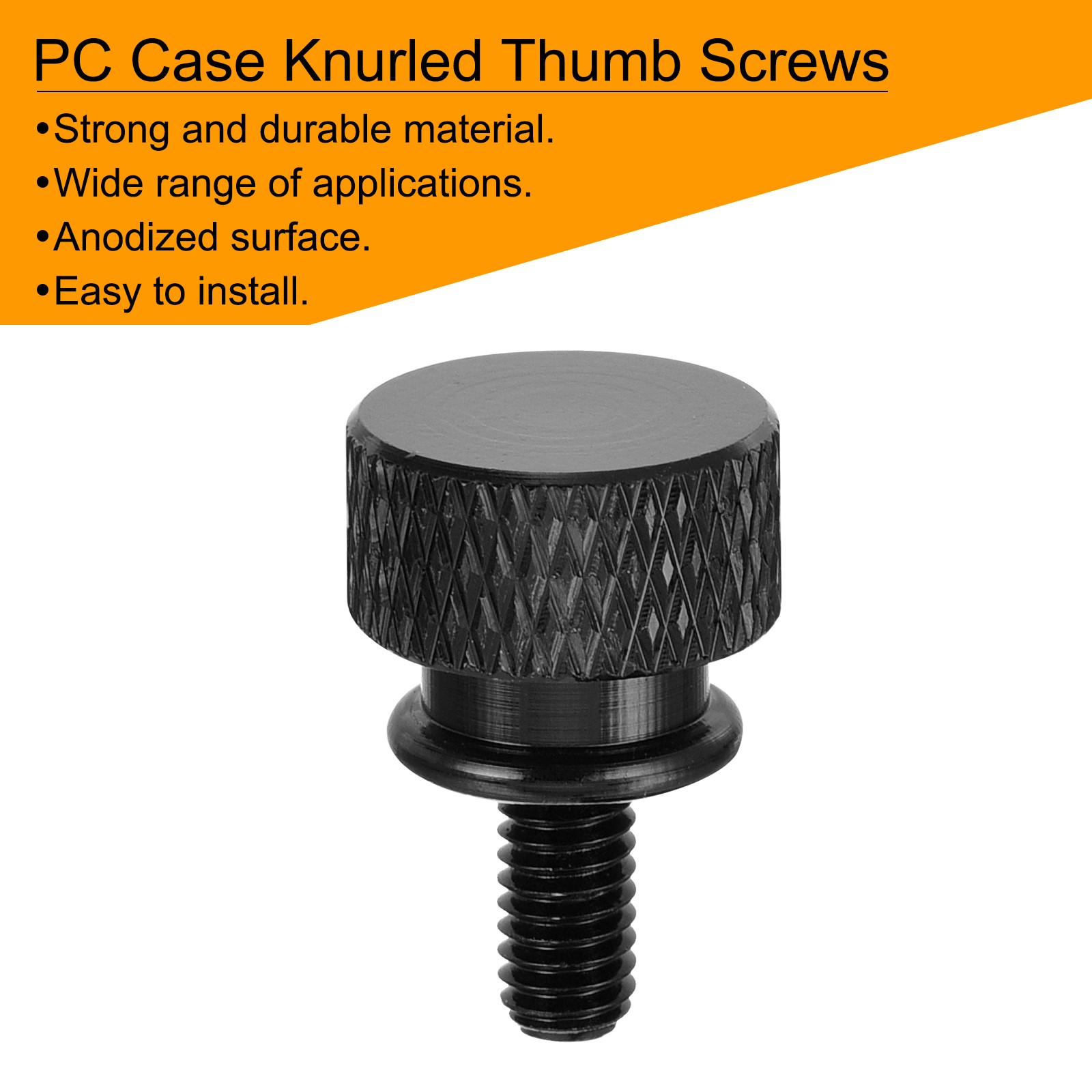 12 Pcs Computer Case Thumb Screw M4x8mm Knurled Screws Black