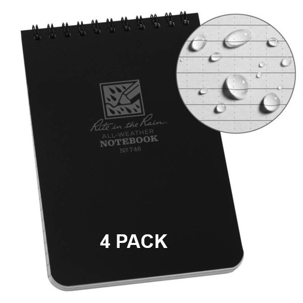 RITE IN THE RAIN(Qty.4) All Weather Notebook:4″x6″ Write Wet/Dry *Free Shipping*
