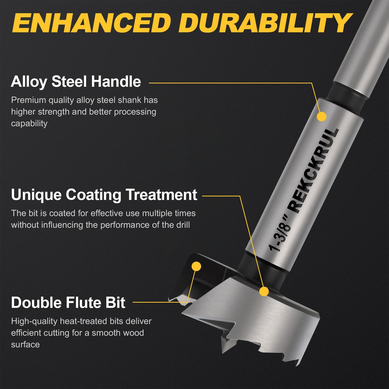 REKCKRUL 9/16 Inch Forstner Bit, 9/16″ | Precision Imperial Sizing
