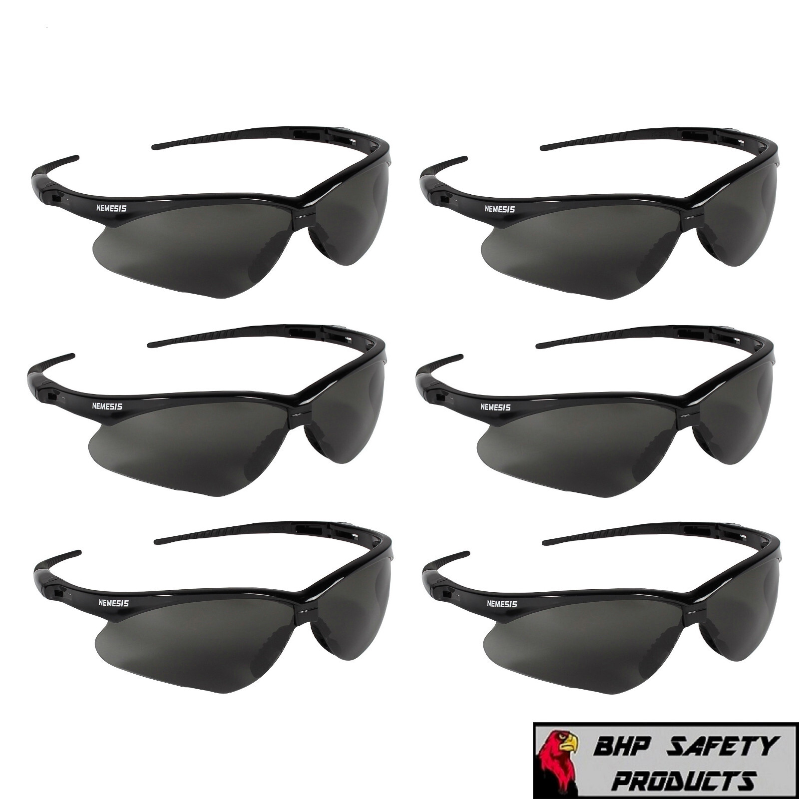 (6 PAIR) KLEENGUARD NEMESIS SAFETY GLASSES 22475 SMOKE ANTI-FOG LENS SUNGLASSES