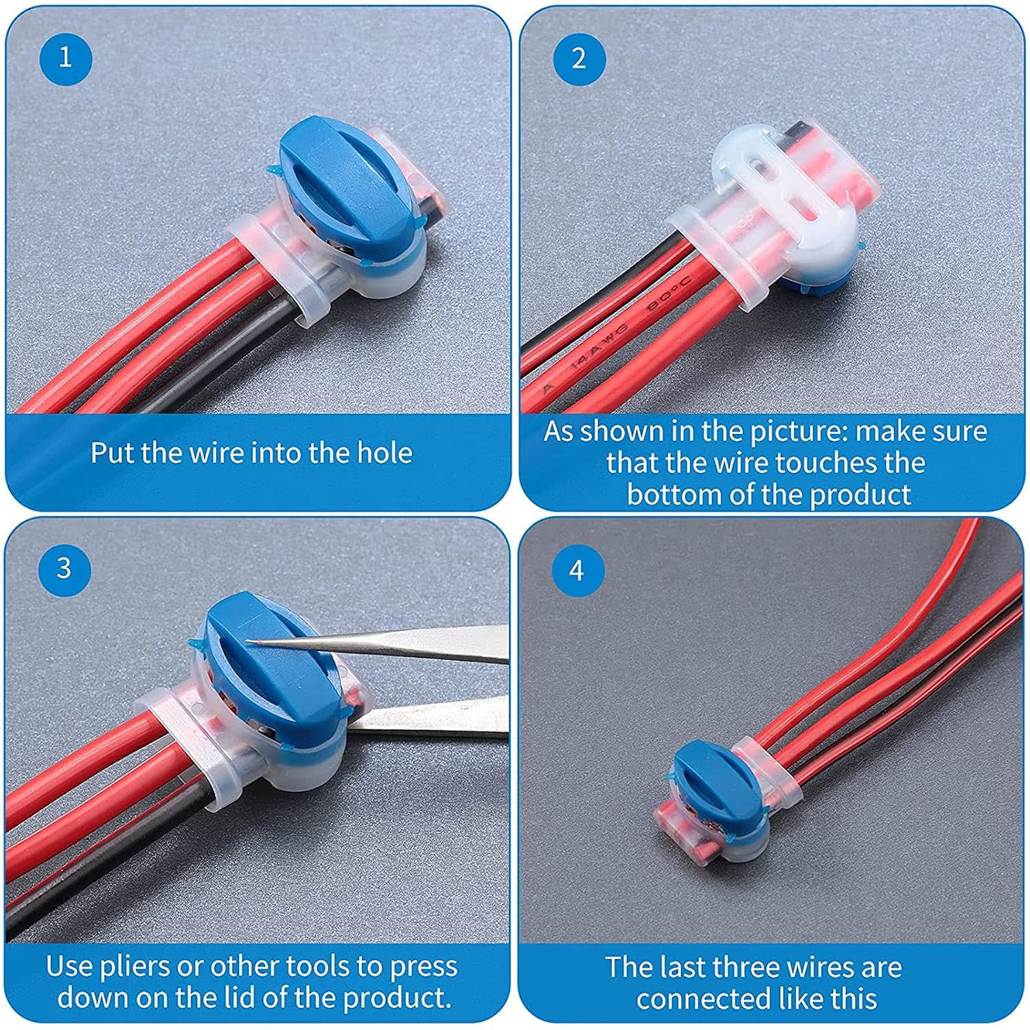 30Pcs 3 Way Wire Connectors,Waterproof Electrical 314-BOX Self-Stripping Pigtai