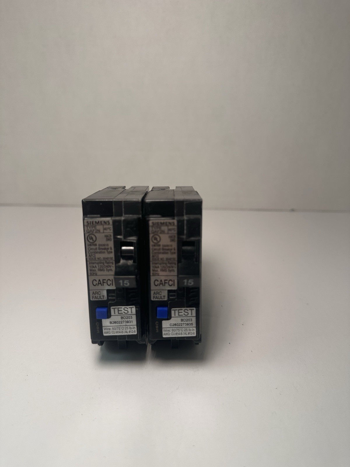 NEW Siemens QAF2N 15 Amp AFCI Combination Arc Fault Circuit Breakers Lot of 2